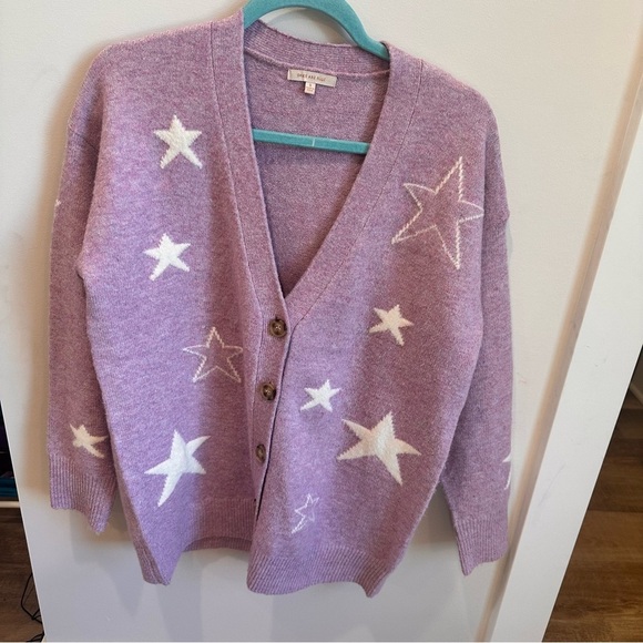 Skies Are Blue Sweaters - NWOT Skies Are Blue Purple and White Cozy Cardigan